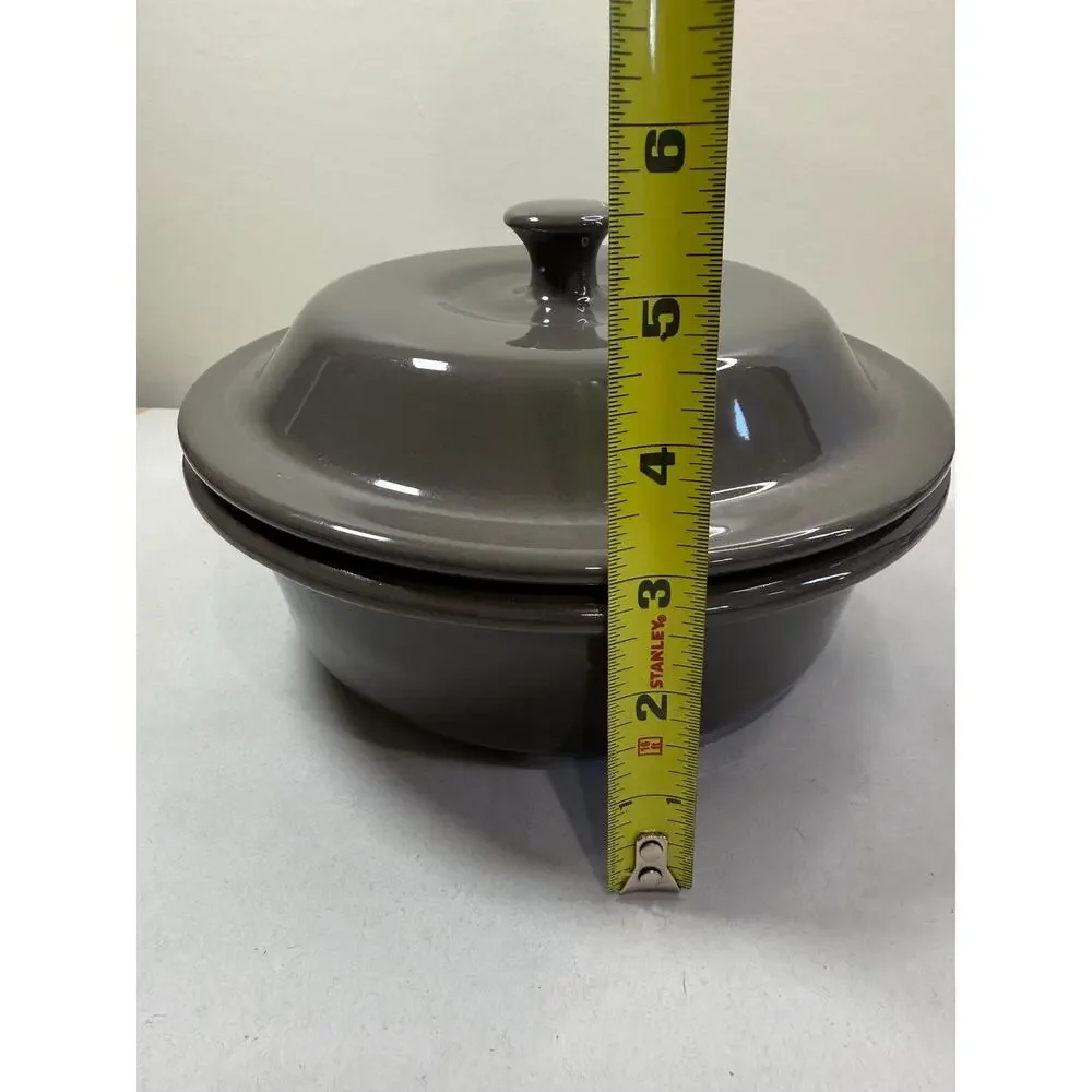 Pampered Chef Stoneware 6 Cup Covered Casserole | 1.5L Charcoal Gray